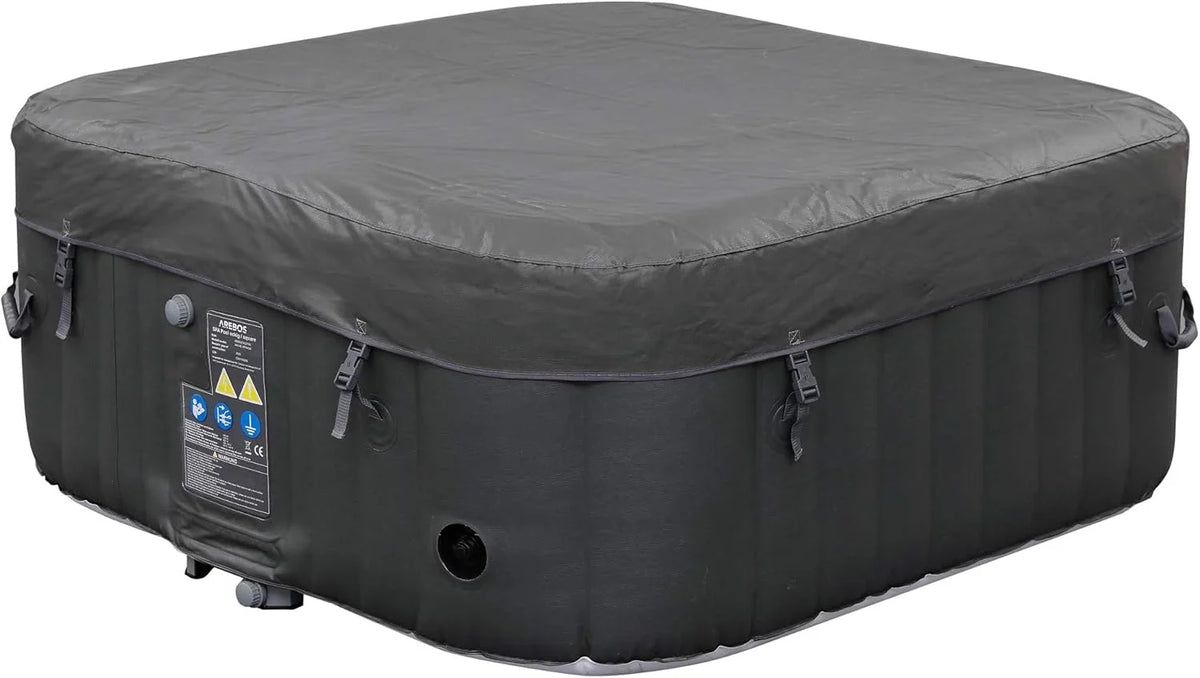 Arebos Dmuchane Jacuzzi SPA | Nadmuchiwane | Kwadratowe | Do Użytku Wewnętrznego i Zewnętrznego | 154x154cm | 4 Osoby | 130 Dysz Masujących | 600 L