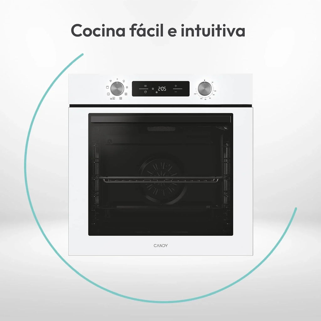 Candy Bake 600 CA6 N3T1HTW Piekarnik Wielofunkcyjny, 78L, Przepisy przez aplikację hOn, 1 Taca i 1 Ruszt, Czyszczenie Hydrolityczne, Konwekcja + Wentylator, 9 Funkcji, Ready UX, Biały