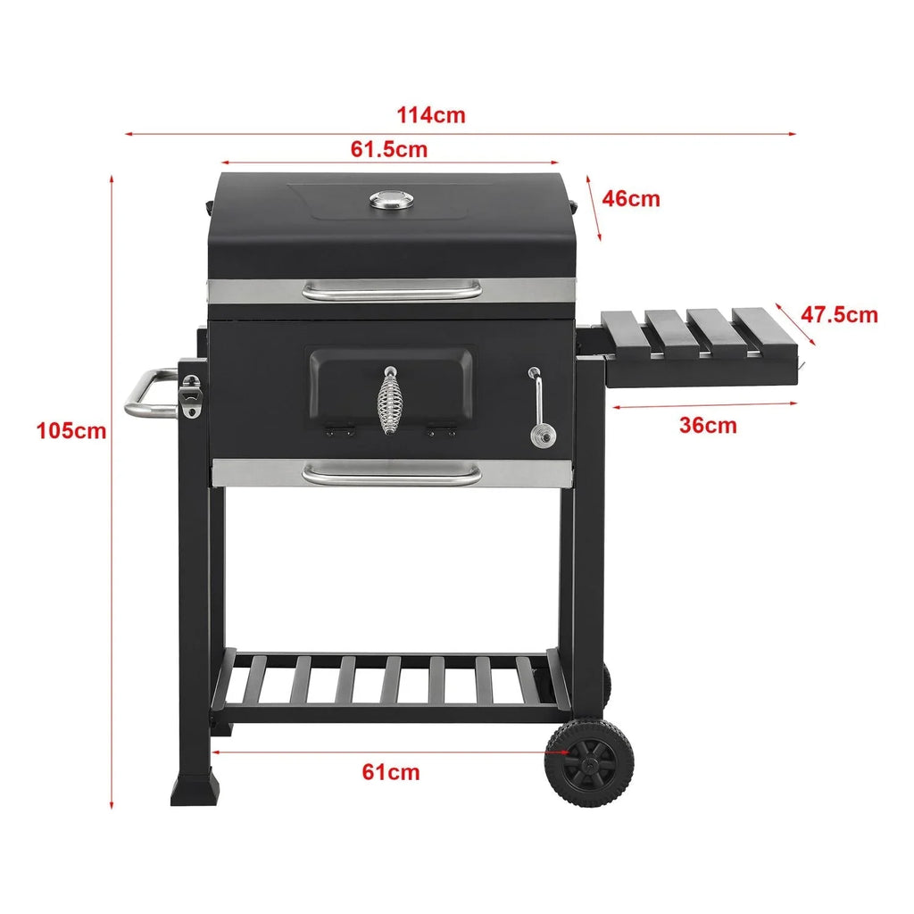 Grill Węglowy Arnad Z 3 Półkami Stalowy 105x114x48cm - Czarny [casa.pro]