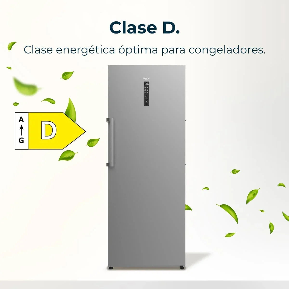 Cecotec Zamrażarka pionowa 380L Bolero CoolMarket UF 380 inox D. 1950W, silnik Inverter Plus, niskie zużycie energii, Total No Frost, wyświetlacz w drzwiach, możliwość przekształcenia w lodówkę, Multi Airflow