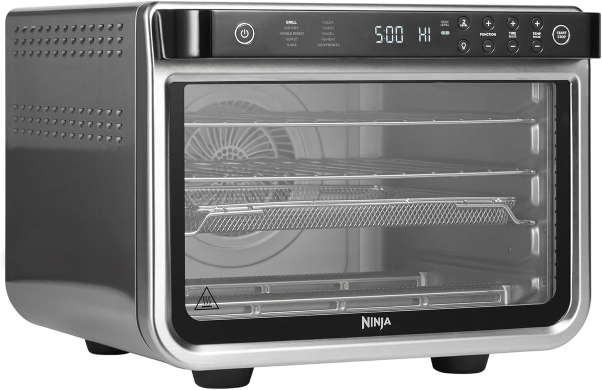 Ninja Foodi 10 w 1, piekarnik wielofunkcyjny, przenośny mini piekarnik na blat, frytkownica beztłuszczowa, pieczenie, grill, ciasta i więcej,10 funkcji gotowania, srebrno/czarny, DT200EU