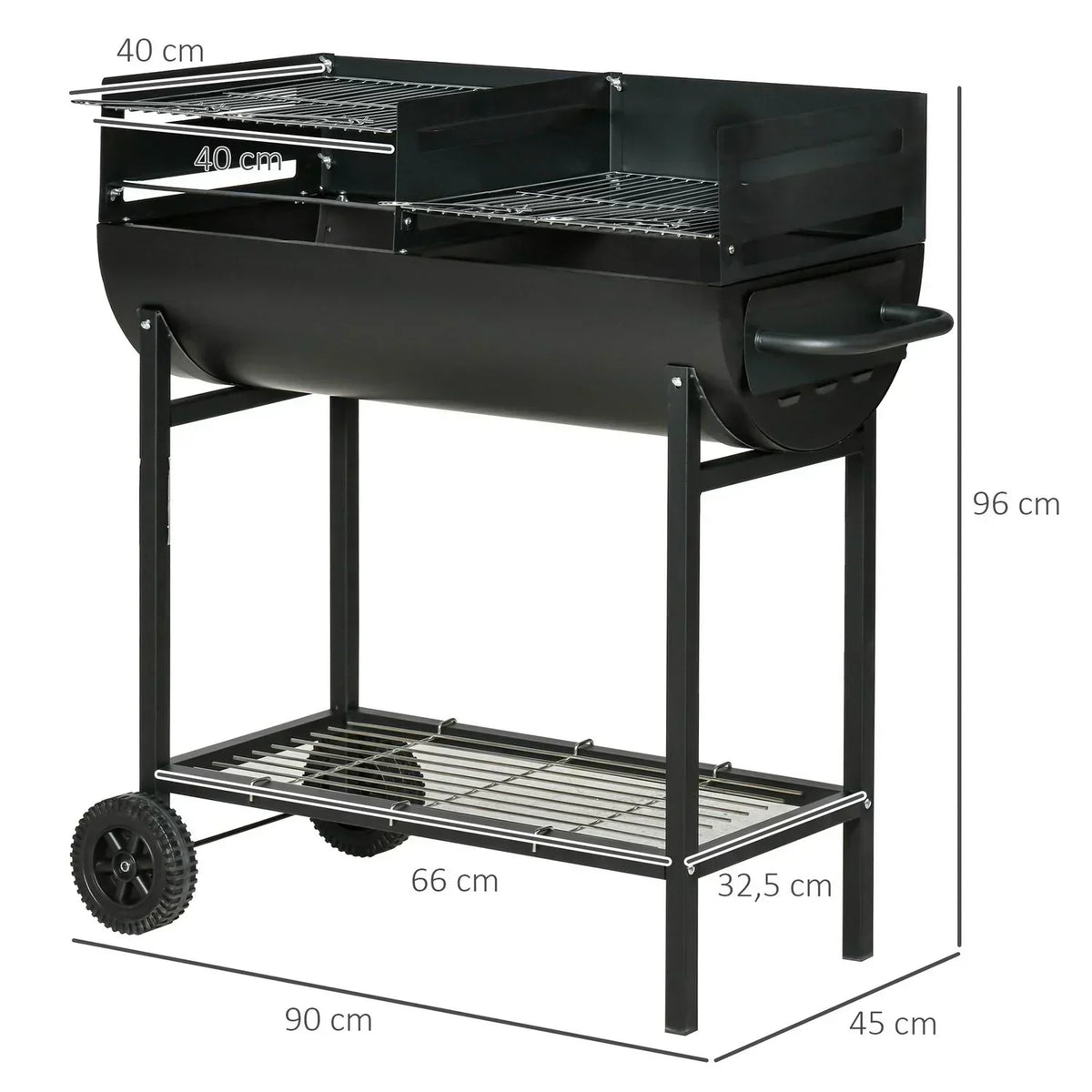 Metalowy Grill Węglowy 90x45x96 Cm-outsunny. Czarny
