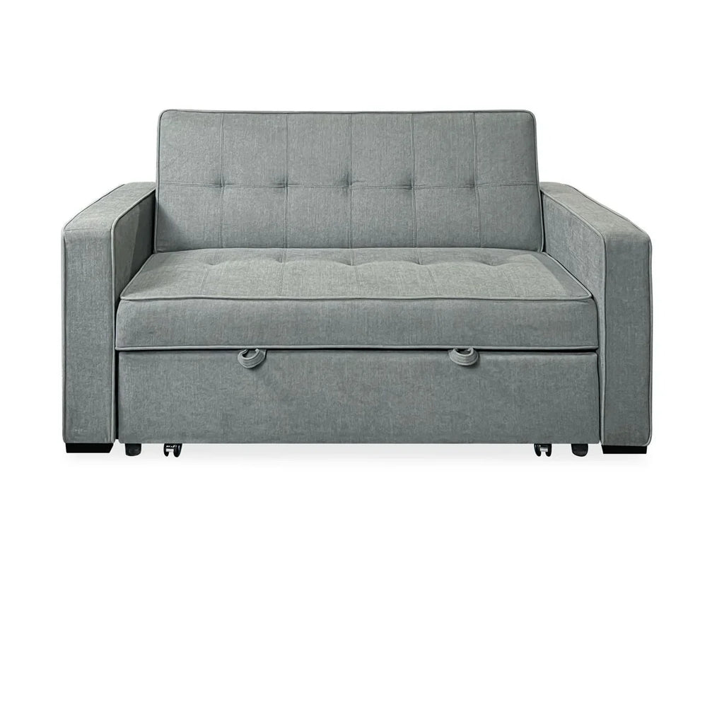Sofa dwuosobowa rozkładana model Vienna z podłokietnikami, szara, nowoczesna, praktyczna i funkcjonalna