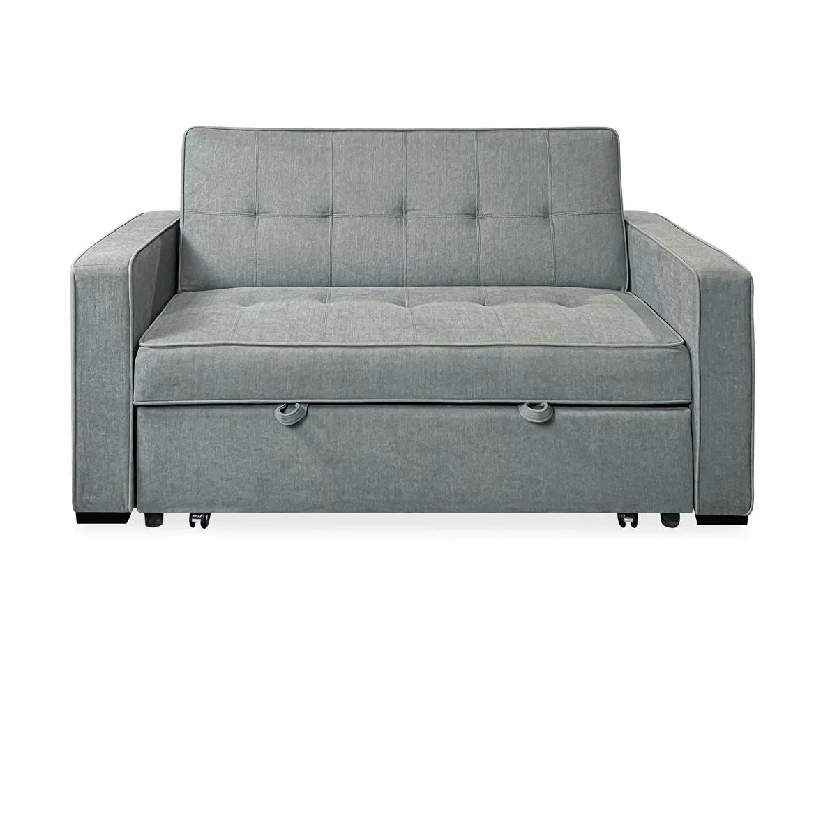 Sofa dwuosobowa rozkładana model Vienna z podłokietnikami, szara, nowoczesna, praktyczna i funkcjonalna