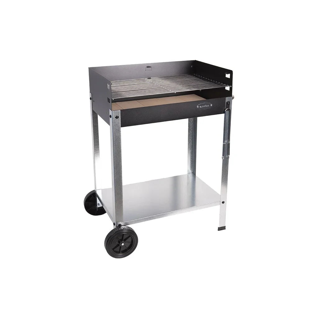 Cofan Grill Węglowy Na Kółkach | Regulowany Ruszt | Z Cegłą Szamotową I Bocznym Uchwytem | Łatwy Transport | Duża Powierzchnia Do Grillowania | Wymiary: 56,7 X 36 X 83 Cm
