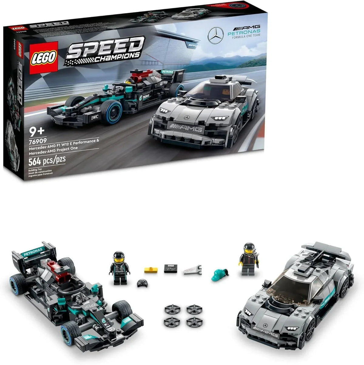 LEGO 76909 Mercedes-AMG, F1, W12, E Performance och Mercedes-AMG Project One