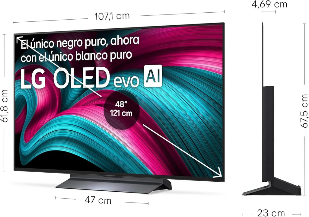 OLED48C54LA - Telewizor 48", OLED EVO 4K, Smart TV AI C5, WebOS 25, Super Upscaling, Dolby Vision i Dolby Atmos, AMD FreeSync, Alexa/Asystent Google, Czarny