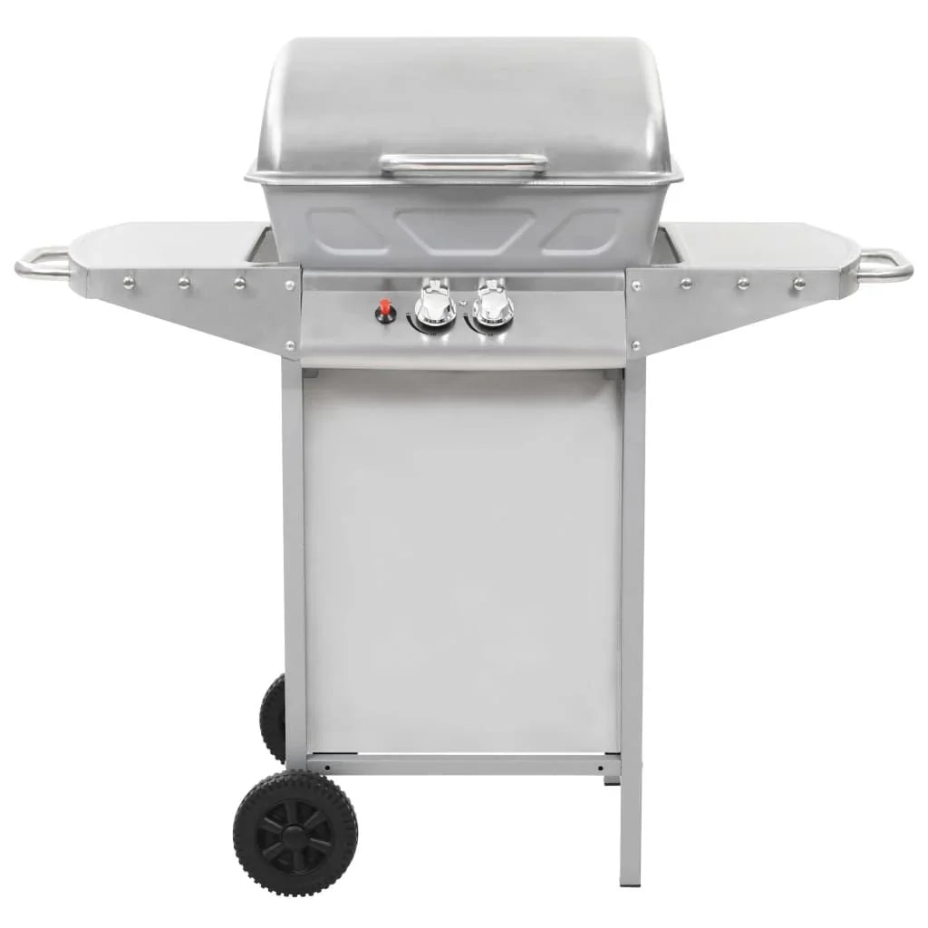 Grill Gazowy Przenośny 2 Strefy Srebrny Stal Nierdzewna Vidaxl