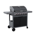 Grill Gazowy 5 Palników + 1 Palnik Boczny, Czarny