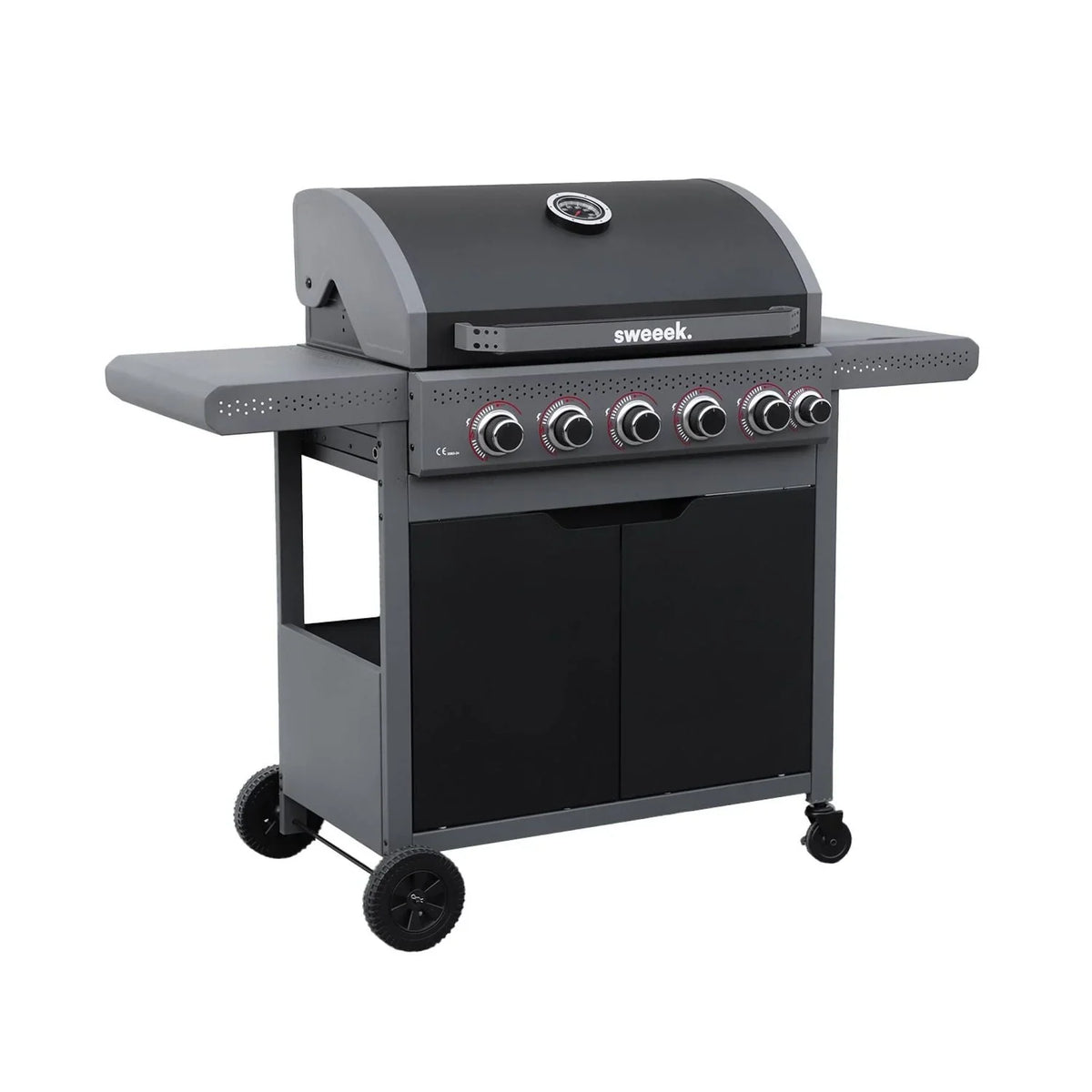 Grill Gazowy 5 Palników + 1 Palnik Boczny, Czarny