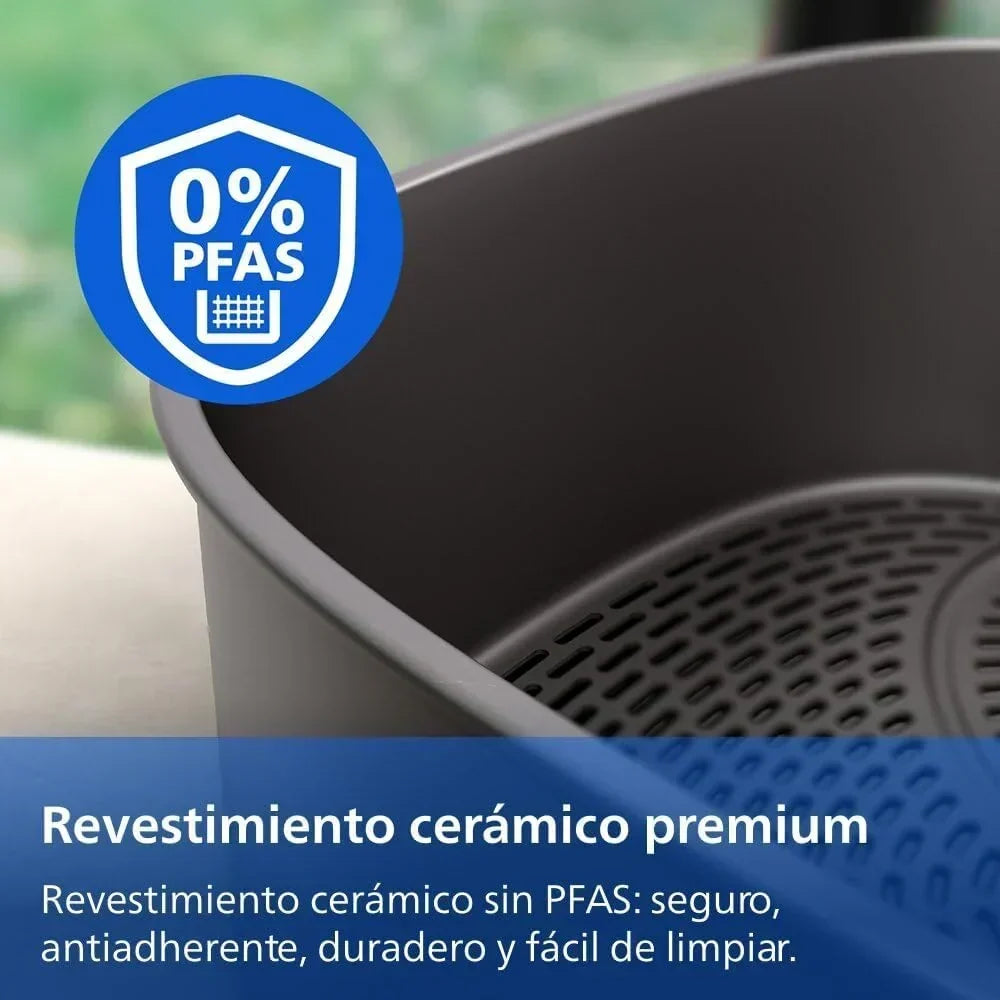 Philips Airfryer seria 4000 Podwójny pionowy kosz 10 l – Technologia RapidAir, synchronizacja, 2 kosze jednocześnie, 45% mniej miejsca, powłoka ceramiczna bez PFAS, okienka podglądu (NA460/00)