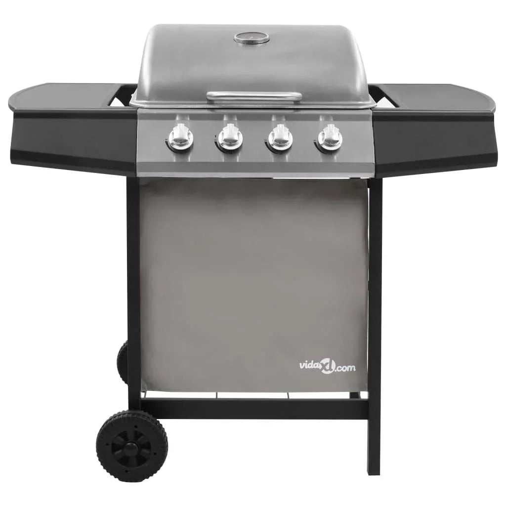 Czarno-srebrny grill gazowy 4-palnikowy Vidaxl