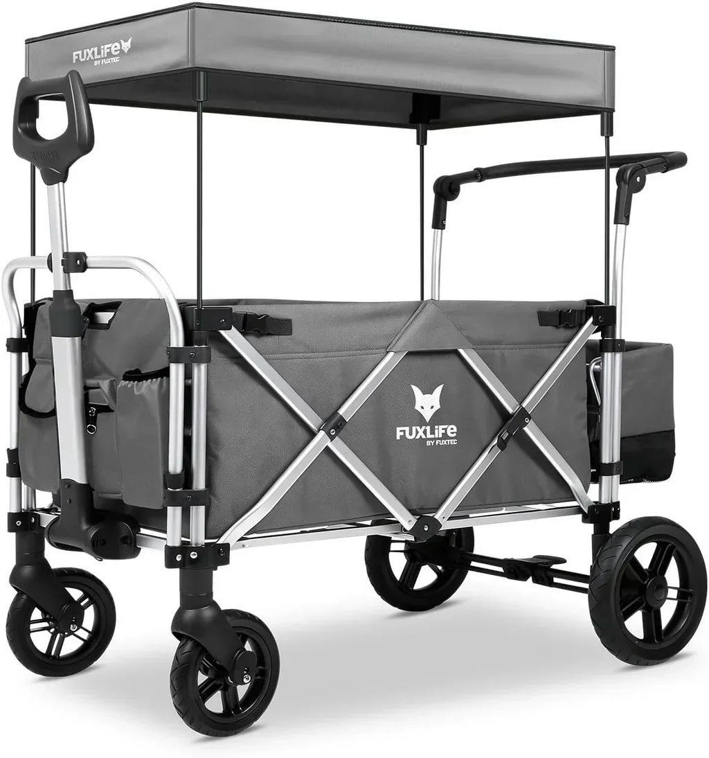 FUXTEC FX-CTL900 Premium szary, oryginalny wózek składany dla dzieci, idealny do ogrodu, na plażę lub do miasta, pchanie lub ciągnięcie, obciążenie do 75 kg.
