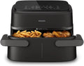 Philips Airfryer 5000 Serii Dual Basket z Technologią Air Steam oraz RapidAir Plus - pojemność 9L, 19 sposobów gotowania, 90% mniej tłuszczu, 2 kosze, czyszczenie parą, akcesoria (NA550/00)(7.2L)
