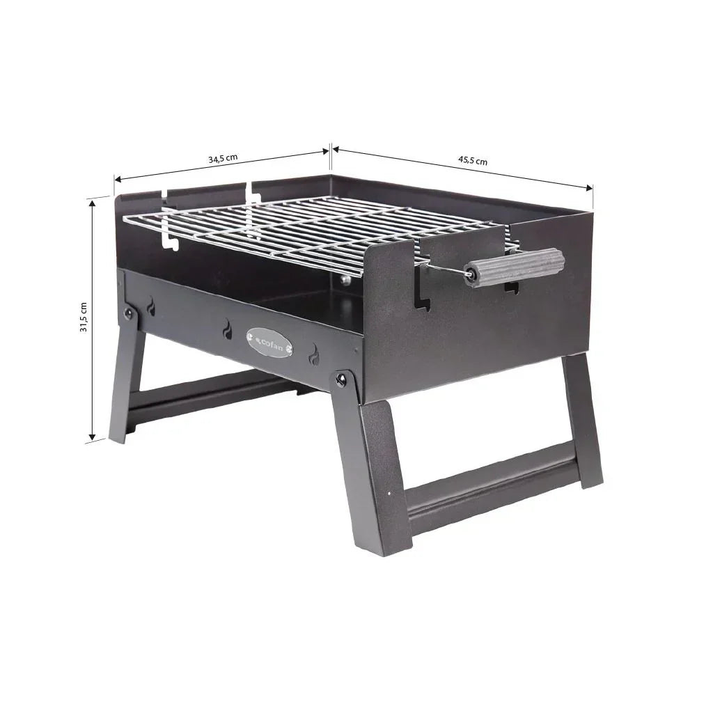 Cofan Przenośny Grill Węglowy | Chromowany Ruszt Stalowy | Składany Grill | Z Uchwytami Bocznymi | Idealny Na Kemping, Do Ogrodu I Na Taras | Wymiary: 45,5 X 34,5 X 31,5 Cm