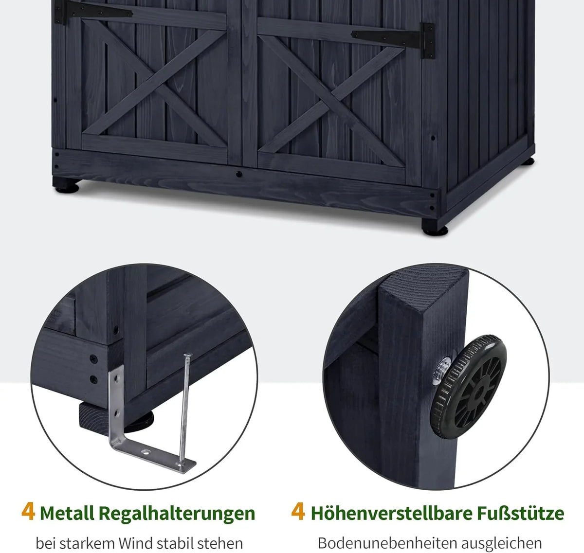 M MCombo Szafka ogrodowa, odporna na warunki atmosferyczne, drewniana, wodoodporna szafa zewnętrzna z podłogą, do użytku na zewnątrz, na balkon, 74 × 99 × 193 cm (antracytowa)