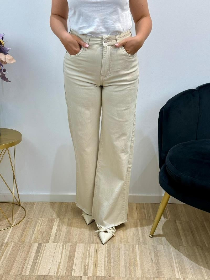 Pantalón denim cream