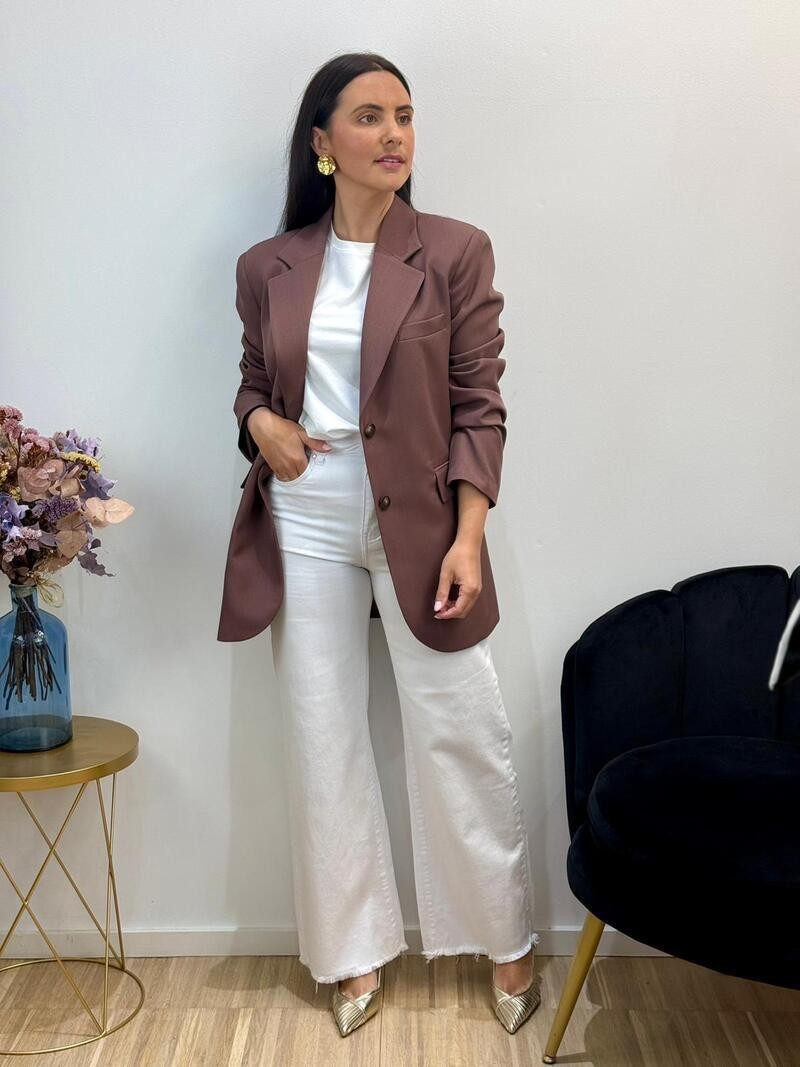 Blazer recta hombreras terracota
