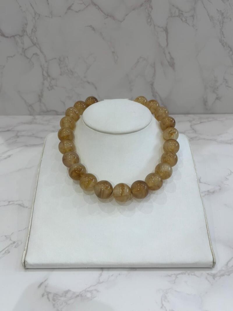 Collar ball jaspe camel